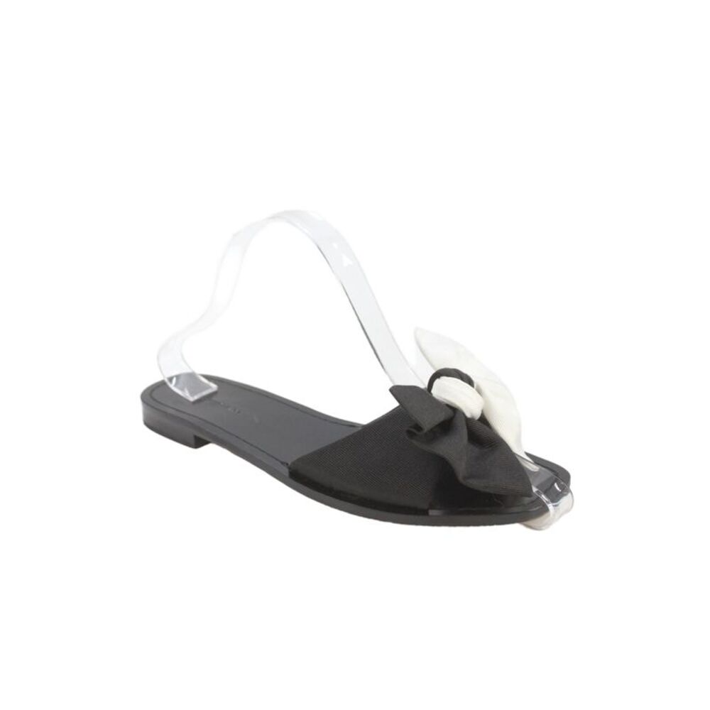 Something Navy Womens Color Block Knot Detail Flat Sandals Shoes Black Size 7